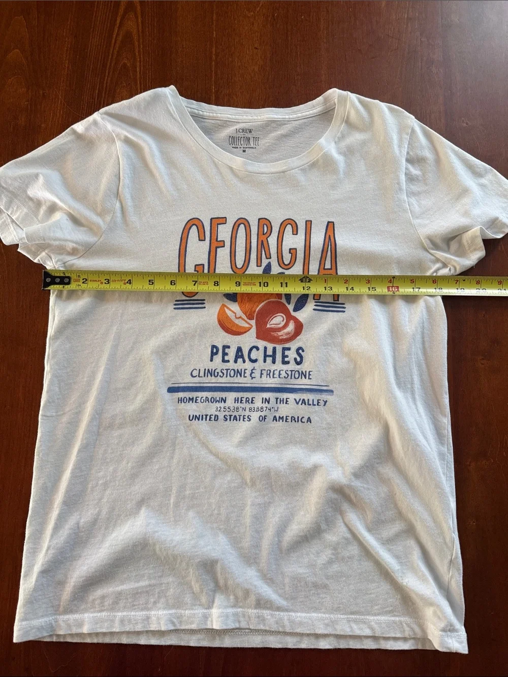 J Crew Factory Collector Tee White Georgia Peaches Medium - Picture 3 of 5